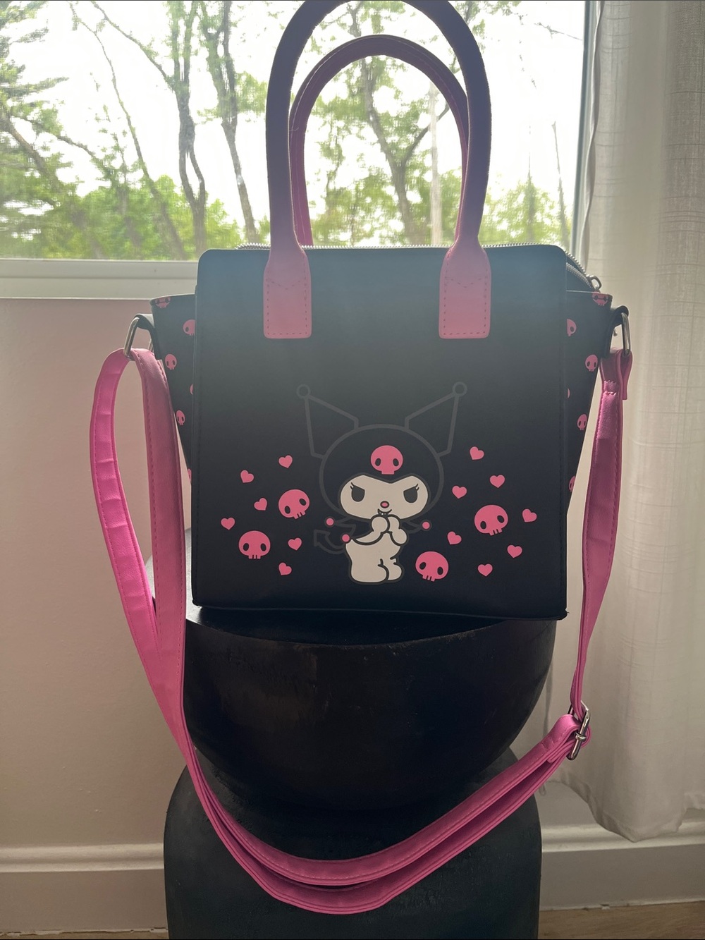 Black & Pink Kuromi Character Satchel Bag